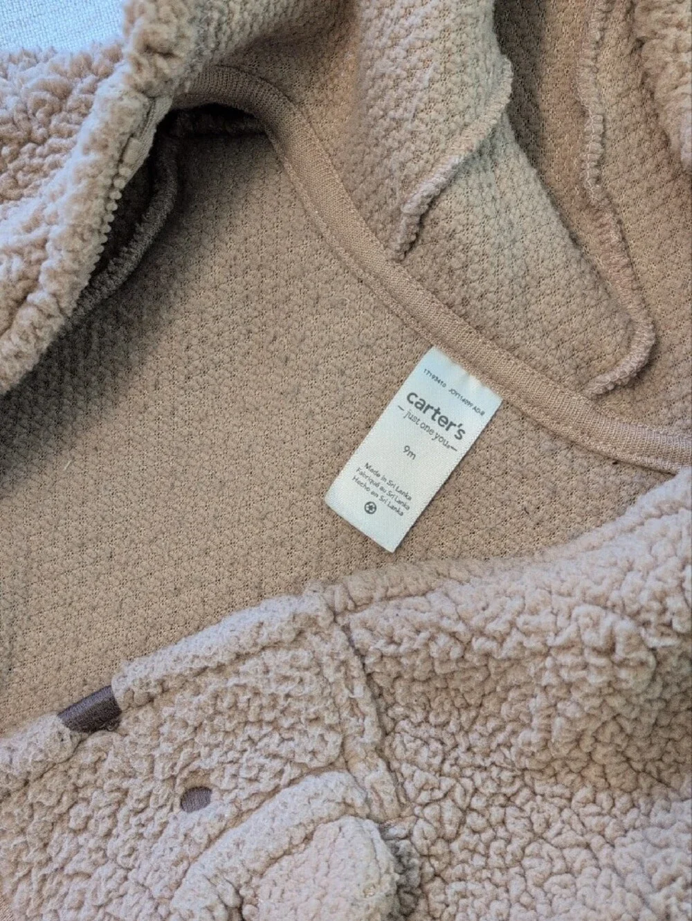 Carter's Tan Teddy Sherpa Jacket with Hooded Bear Ears